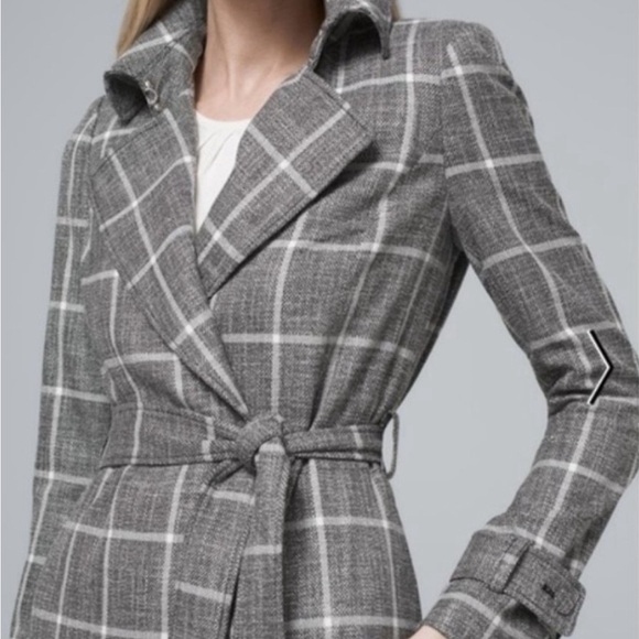 💋White House Black Market Plaid belted Trench Coat💋 - Picture 5 of 11